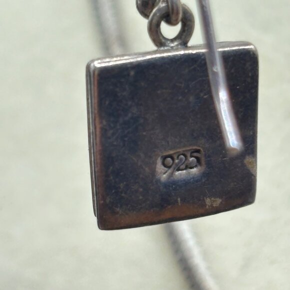 925 Silver Snake Chain + Solid Pendant + Earring Set w/ Scroll Design + Patina - Picture 3 of 8